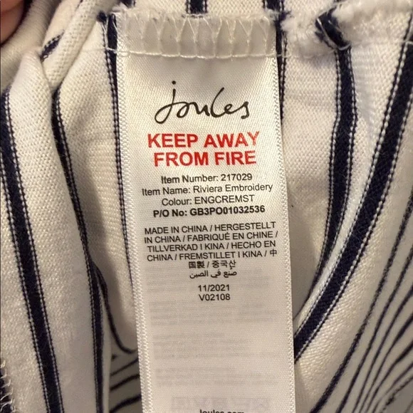 Joules White and Navy Dress with Embroidery Bees - Picture 6 of 9